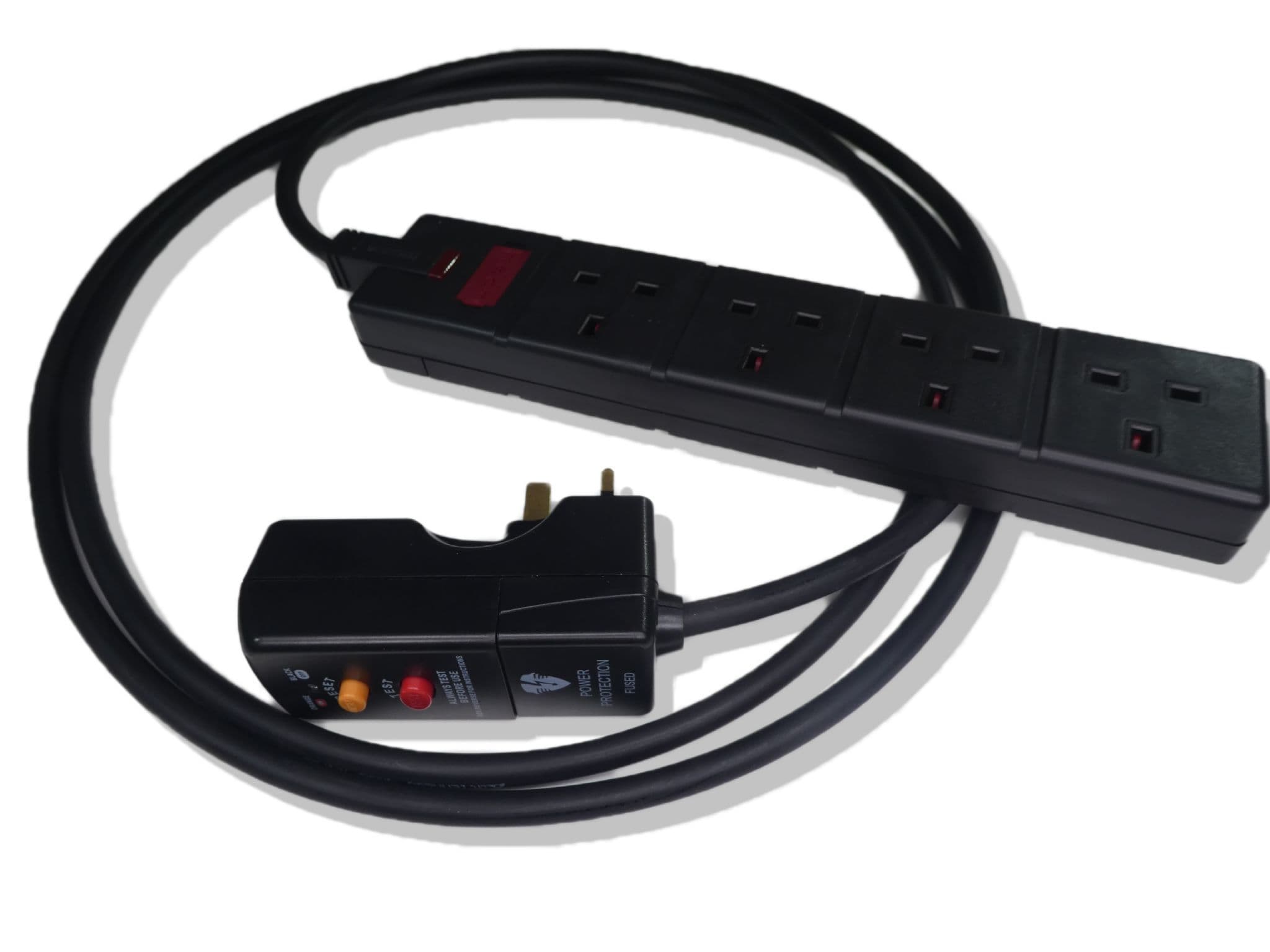 3m RCD protected 4 gang socket heavy duty extension lead