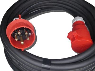 4m  400v 3 phase 5 pin  32a extension lead (6mm H07 cable) IP44 Rated