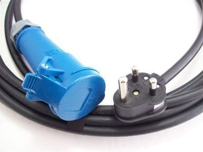 6m 15amp round pin plug to 16amp socket adaptor