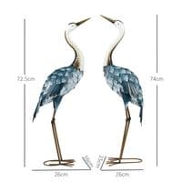 2 Steel Crane Garden Statues
