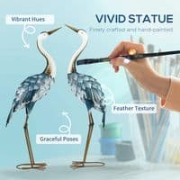 2 Steel Crane Garden Statues