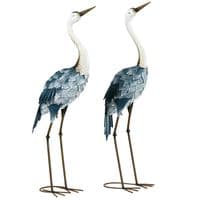 2 Steel Crane Garden Statues