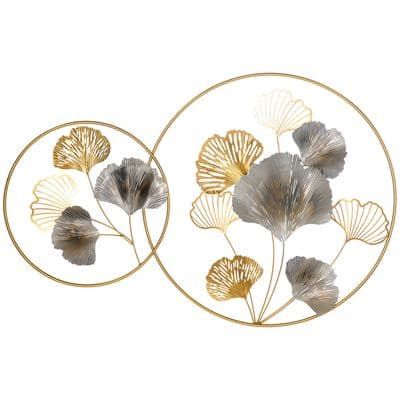 3D Gold Metal Wall Art Ginkgo Leaves
