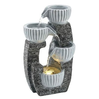 4 Tier Bowl Design Garden Water Feature With LED Lights