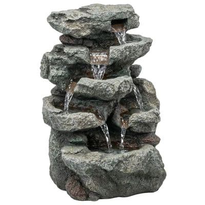 6 Tier Rock Design Resin Water Feature With LED Lights