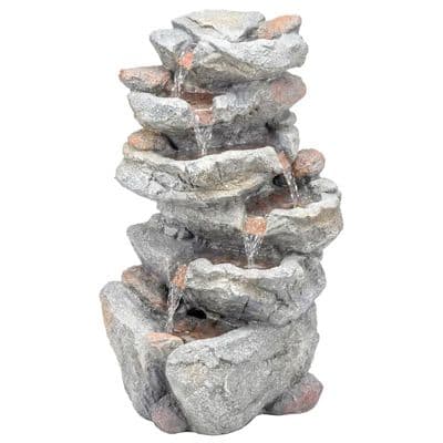 6 Tier Rock Design Waterfall Garden Feature With LED Lights