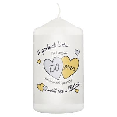 A Perfect Love Golden Anniversary Pillar Candle