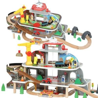 Aiyaplay 79 Piece Wooden Train Set