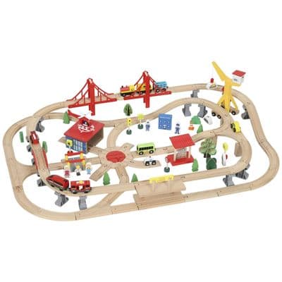Aiyaplay Kids 133 Piece Wooden Train Set