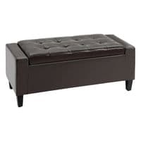 Black Faux Leather Tufted Storage Bench Ottoman
