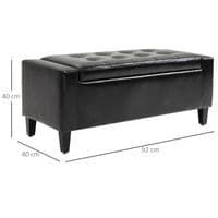 Black Faux Leather Tufted Storage Bench Ottoman