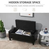 Black Faux Leather Tufted Storage Bench Ottoman
