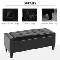 Black Faux Leather Tufted Storage Bench Ottoman