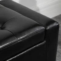 Black Faux Leather Tufted Storage Bench Ottoman