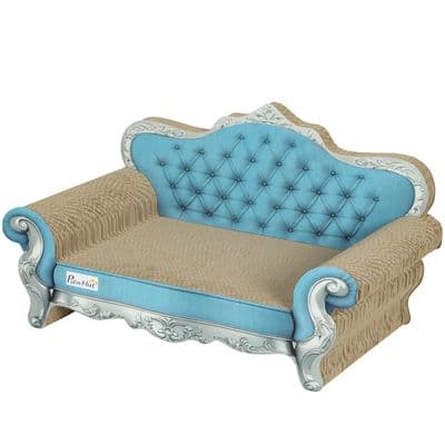 Blue  Cardboard Cat Scratcher Sofa With Catnip