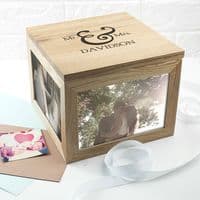 Classic Mr & Mrs Oak Photo Keepsake Box