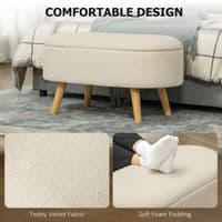 Cream Teddy Fleece Storage Ottoman