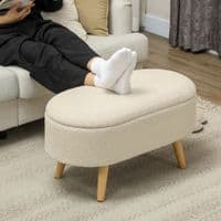Cream Teddy Fleece Storage Ottoman