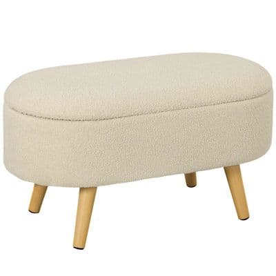 Cream Teddy Fleece Storage Ottoman