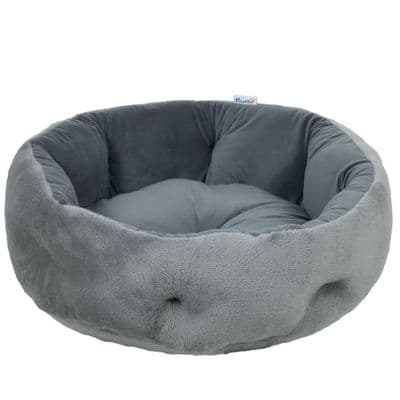 Dark Grey Reversable Pet Bed Supportive Bolster