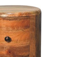 Drum Round Wooden Chest of Drawers with Oak Finish