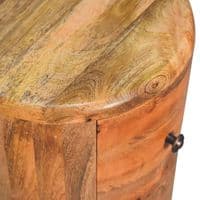 Drum Round Wooden Chest of Drawers with Oak Finish