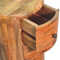 Drum Round Wooden Chest of Drawers with Oak Finish
