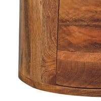 Drum Round Wooden Chest of Drawers with Oak Finish