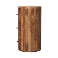 Drum Round Wooden Chest of Drawers with Oak Finish