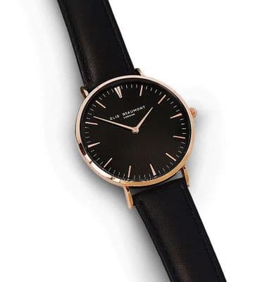 Elie Beaumont Personalised Black Leather Watch
