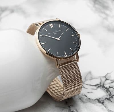 Elie Beaumont Rose Gold Mesh Strap Watch