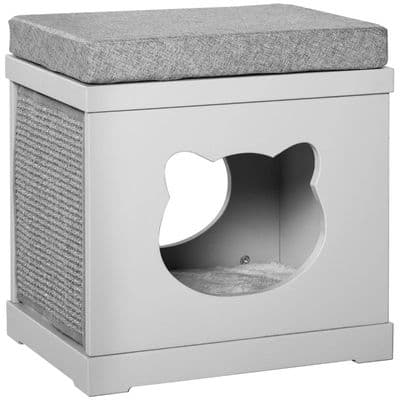 Grey Cat House Cube Soft Cushion Removable Scratching Pads