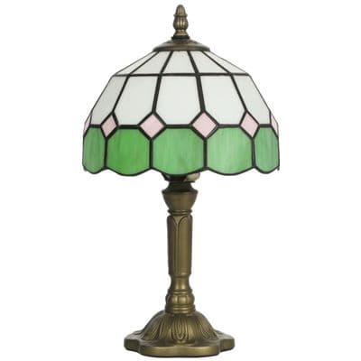 Handmade Art Deco White & Green Glass Table Lamp