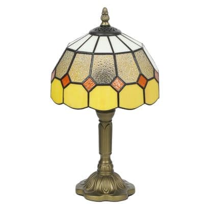 Handmade Art Deco White & Orange Glass Table Lamp