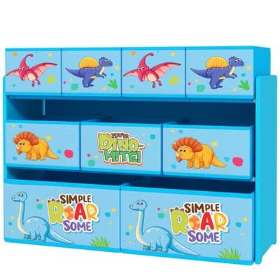 Kids 3 Tier Blue Dinosaur Storage Unit