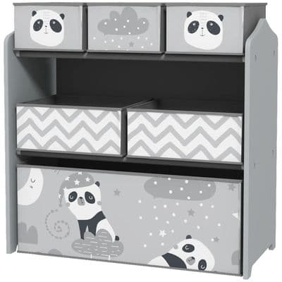 Kids Grey Panda Storage Rack