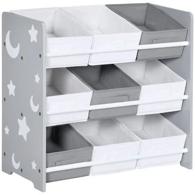 Kids Grey & White Moon & Stars Storage Rack