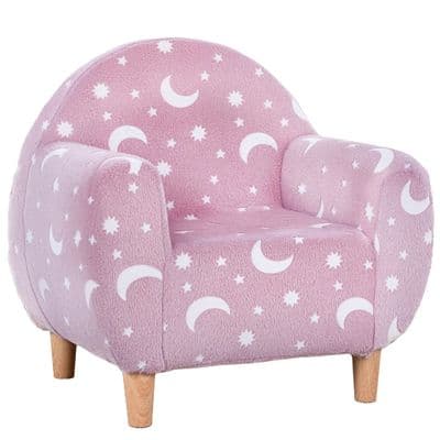 Kids Pink Glow In The Dark Moon & Star Armchair