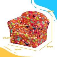Kids Red Dinosaur Design Armchair