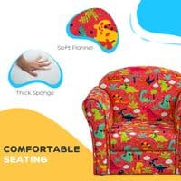 Kids Red Dinosaur Design Armchair