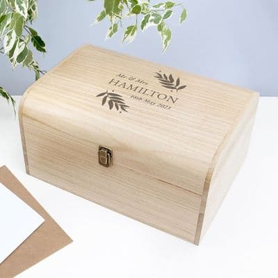 Large Personalised Wedding Date Wooden Keepsake Chest