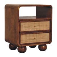 Larissa 2 Drawer Rattan Front Nightstand