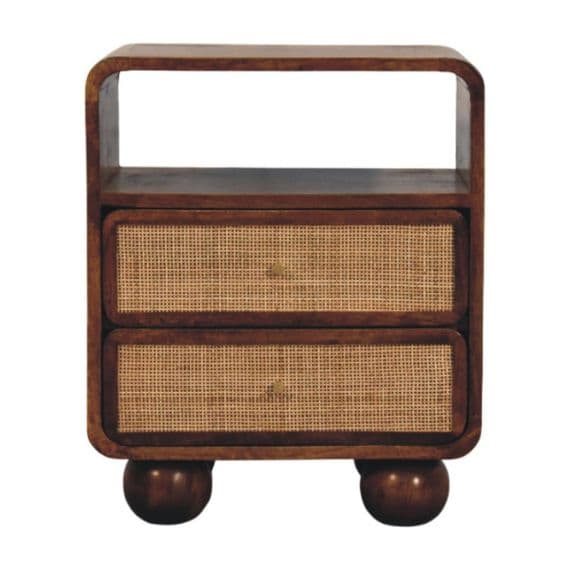 Larissa 2 Drawer Rattan Front Nightstand
