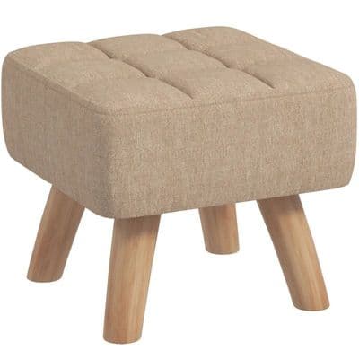 Linen Light  Brown Square Padded Footstool