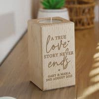 Love Story Wooden Tealight Holder