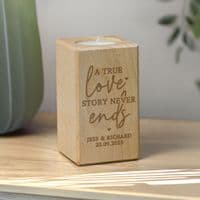 Love Story Wooden Tealight Holder