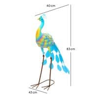 Multi Colour Steel Peacock Garden Statue