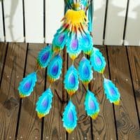 Multi Colour Steel Peacock Garden Statue