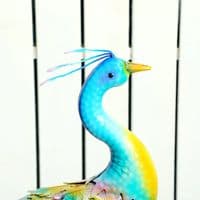 Multi Colour Steel Peacock Garden Statue
