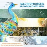 Multi Colour Steel Peacock Garden Statue